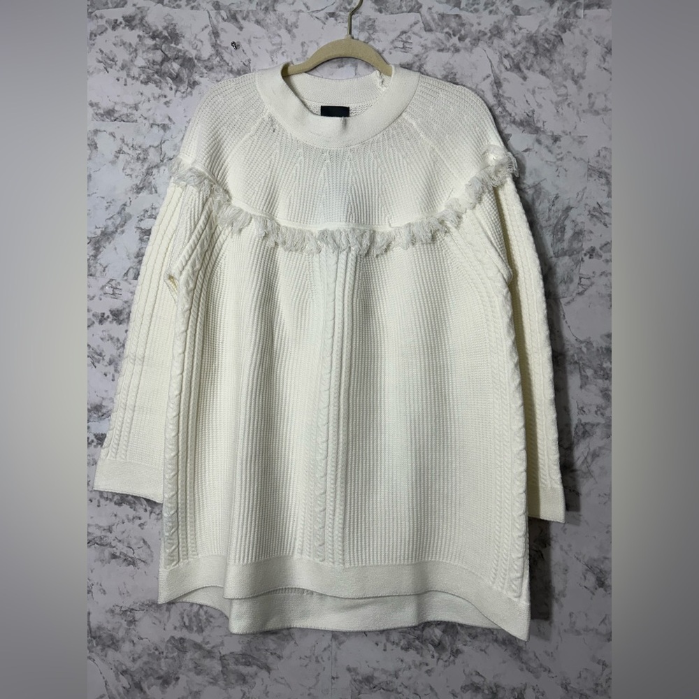 LysséWomen’s White Cable Knit Fringe Crewneck Sweater
51